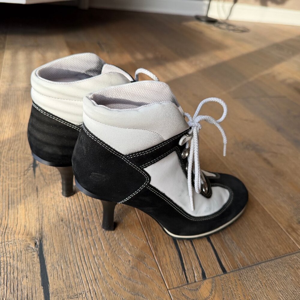 Skechers Black and White Lace-Up Ankle Booties